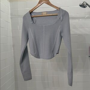Altar'd State Gray Long Sleeve Crop Top